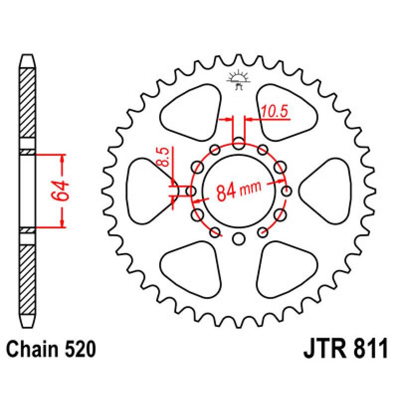 Купить Звездочка задняя JT Sprockets (шаг 520 ) JT JTR811